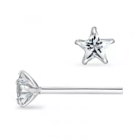 5 mm Støvring Design Stern Ohrringe in Silber weißen Zirkonen