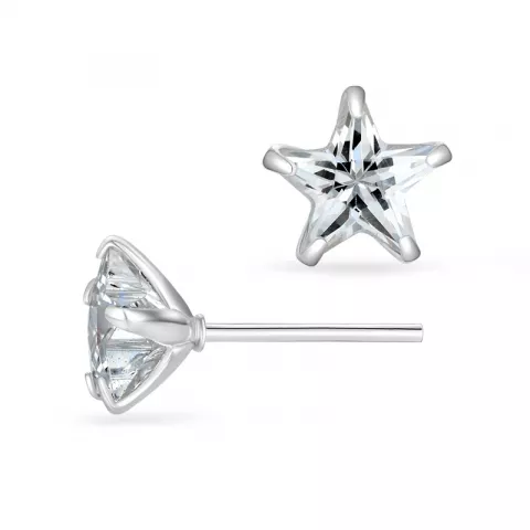 8 mm Støvring Design Stern Ohrringe in Silber weißen Zirkonen