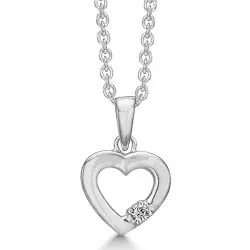 Støvring Design Herz Halskette mit Anhänger in rhodiniertem Silber weißem Zirkon