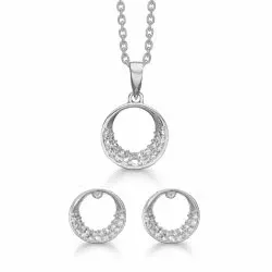 Støvring Design runder Schmuck Set in rhodiniertem Silber weißem Zirkon