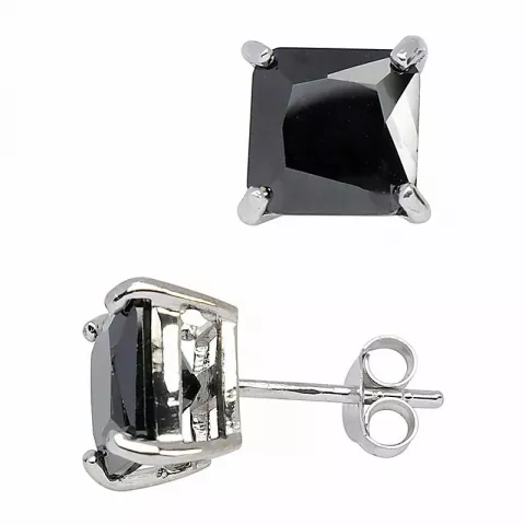 8 mm Støvring Design Ohrringe in Silber schwarzem Zirkon