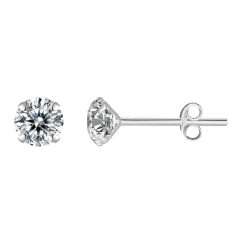 7 mm Støvring Design Ohrringe in Silber weißen Zirkonen