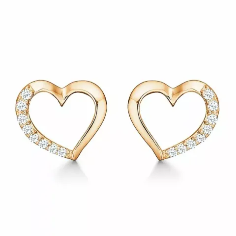 Støvring Design Herz Ohrringe in vergoldetem Sterlingsilber weißem Zirkon