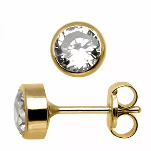 5 mm Støvring Design Ohrringe in 8 Karat Gold weißem Zirkon