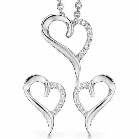 Støvring Design Herz Schmuck Set in Silber weißem Zirkon