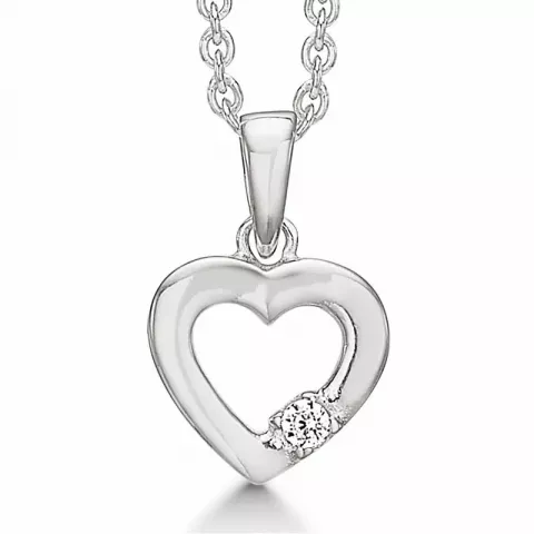 Støvring Design Herz Halskette mit Anhänger in Silber weißem Zirkon