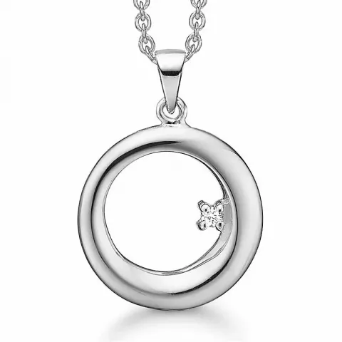 Støvring Design Halskette mit Anhänger in rhodiniertem Silber weißem Diamant