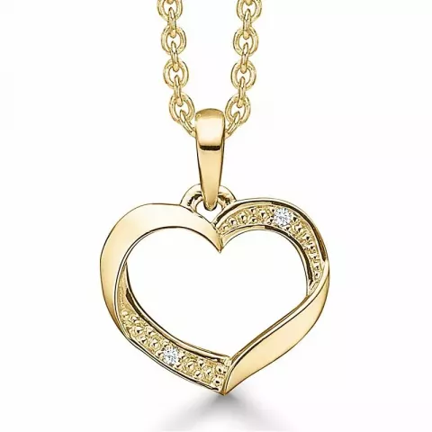 Støvring Design Anhänger mit Halskette in 14 Karat Gold mit Vergoldete Silberhalskette weißem Diamant