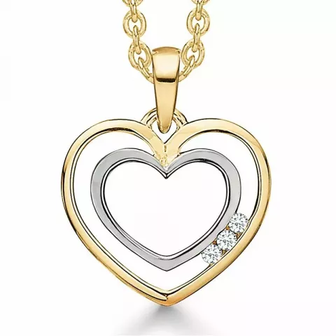 Støvring Design Halskette mit Anhänger in 14 Karat Gold mit Vergoldete Silberhalskette weißem Diamant