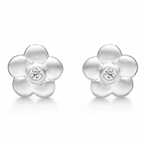 Støvring Design Blume Ohrringe in Silber weißem Zirkon