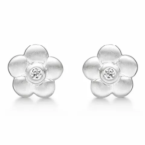 Støvring Design Blume Ohrringe in Silber weißem Zirkon