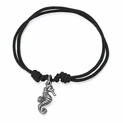 Aagaard Seepferdchen Armband in Nylon mit schwarzes rhodiniertes Silber
