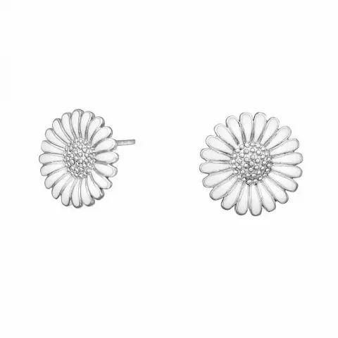 10 mm Siersbøl Marguerite Ohrringe in Silber weißem Emaille