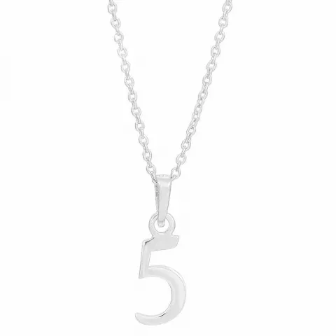 Siersbøl Zahl 5 Anhänger mit Halskette in Silber