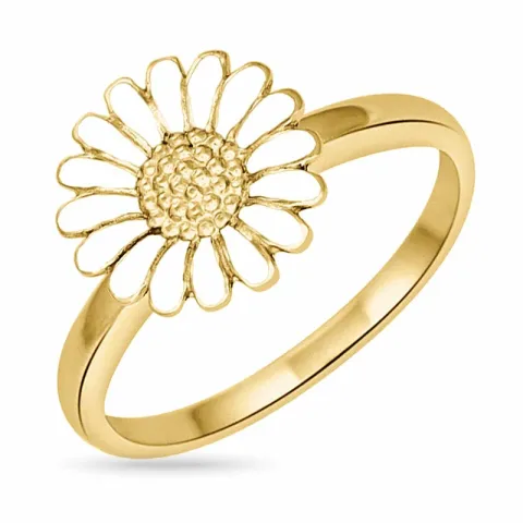 10 mm Siersbøl Marguerite Ring in vergoldetem Sterlingsilber weißem Emaille