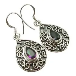 Mehrfarbigen Topas Ohrringe in oxidiertem Sterlingsilber