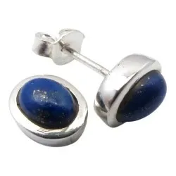 ovalen Lapis Lazuli Ohrstecker in Silber