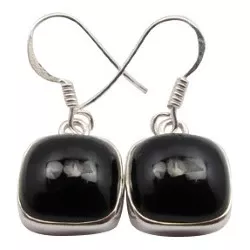 Echten viereckigem schwarzem Onyx Ohrringe in Silber