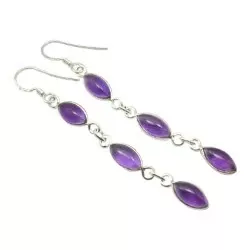 Lange violettem Amethyst Ohrringe in Silber