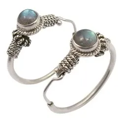 Runde Kreole mehrfarbigen Ohrringe in oxidiertem Sterlingsilber