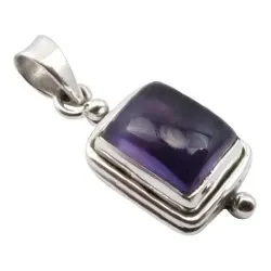 Elegant viereckigem Amethyst Anhänger aus oxidiertem Sterlingsilber