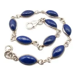 Ovaler blauem Armband aus Silber