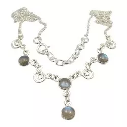 Runder abstraktem mehrfarbigem Halskette aus Silber