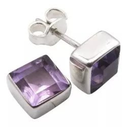 Viereckigem violettem Ohrringe in Silber