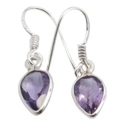 Tropfenförmigen Amethyst Ohrringe in Silber