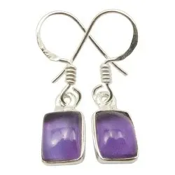 Viereckigem violettem Amethyst Ohrringe in Silber