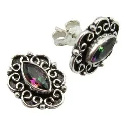 Violettem Topas Ohrringe in oxidiertem Sterlingsilber