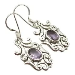 violettem Amethyst Ohrringe in Silber