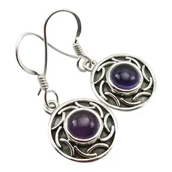 Runden Amethyst Ohrringe in oxidiertem Sterlingsilber