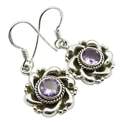 Blumen Amethyst Ohrringe in oxidiertem Sterlingsilber