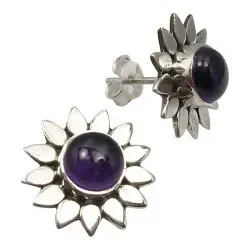 Blumen Amethyst Ohrstecker in Silber