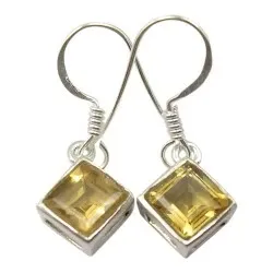 Viereckigem Citrine Ohrringe in Silber