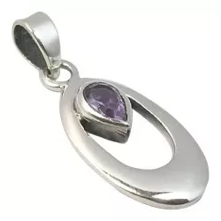 Ovaler violettem Anhänger aus Silber