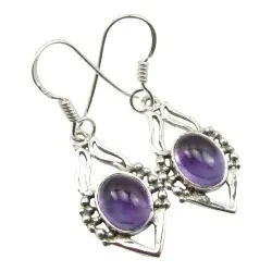 Echten violettem Amethyst Ohrringe in oxidiertem Sterlingsilber