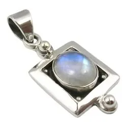 Viereckigem Mondstein Anhänger aus oxidiertem Sterlingsilber