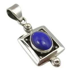 Viereckigem Lapis Lazuli Anhänger aus oxidiertem Sterlingsilber