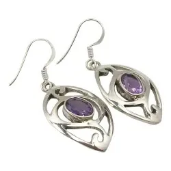 Ovalen Amethyst Ohrringe in Silber