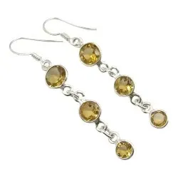 lange Citrine Ohrringe in Silber