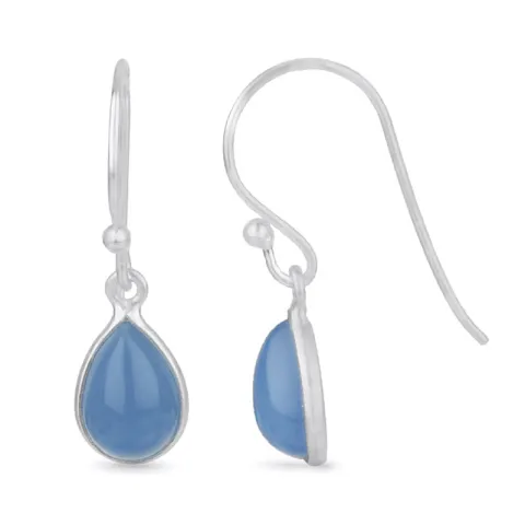 tropfenförmigen blauem Chalzedon Ohrringe in Silber - Loom Stones