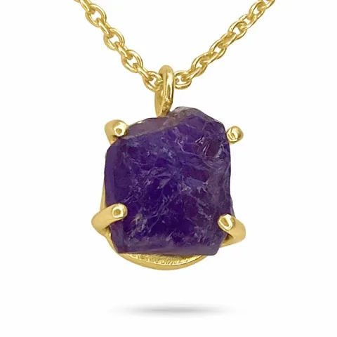 Roh Amethyst Halskette aus vergoldetem Sterlingsilber