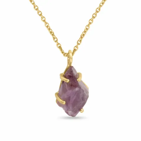 Roh Amethyst Halskette aus vergoldetem Sterlingsilber