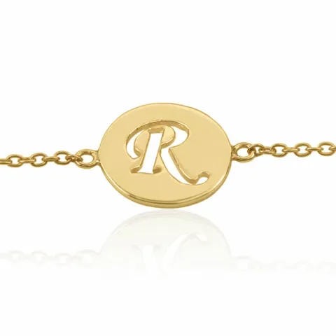 buchstab r mit Kratzern Armband aus vergoldetem Sterlingsilber und Anhänger aus vergoldetem Sterlingsilber