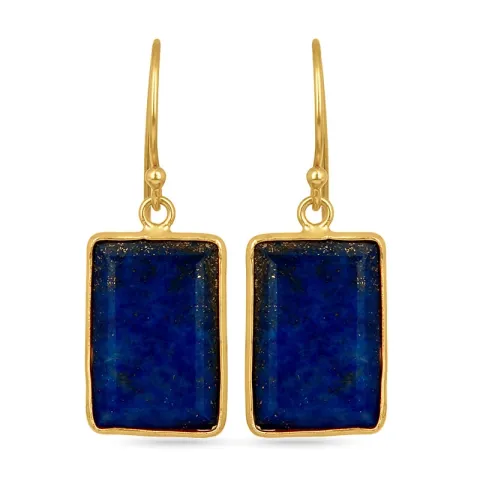 Viereckigem blauem Lapis Lazuli Ohrringe in vergoldetem Sterlingsilber