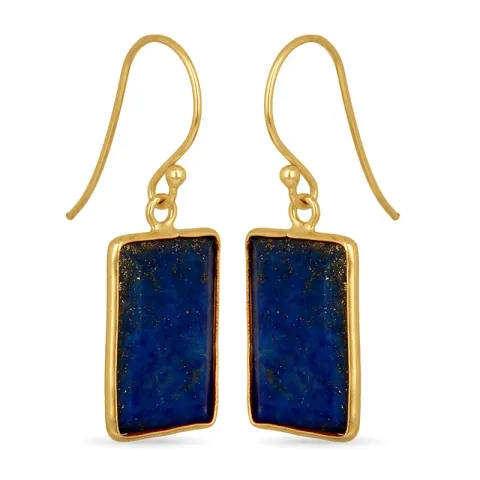 Viereckigem blauem Lapis Lazuli Ohrringe in vergoldetem Sterlingsilber