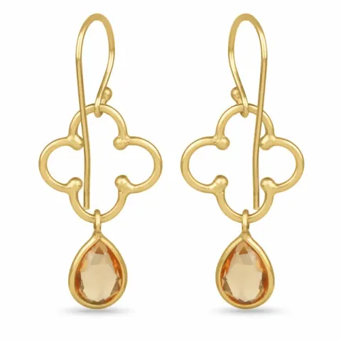 Kleeblatt gelbe Citrine Ohrringe in vergoldetem Sterlingsilber