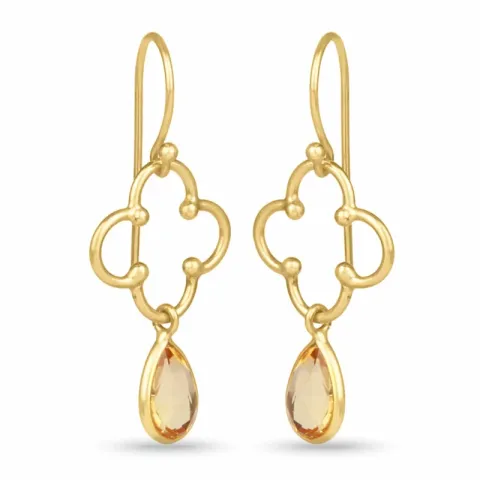 Kleeblatt gelbe Citrine Ohrringe in vergoldetem Sterlingsilber